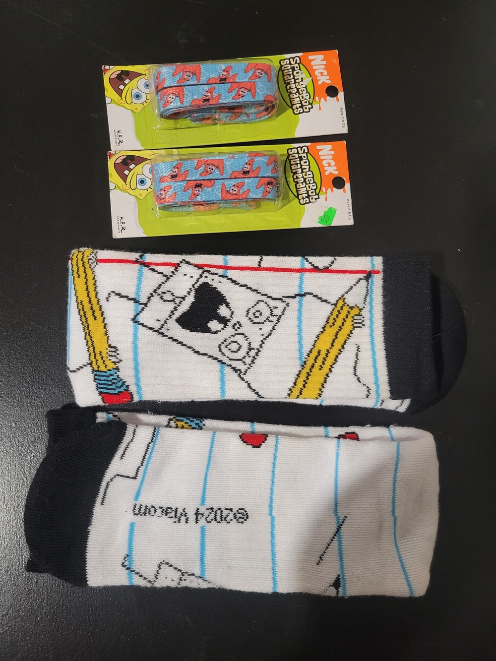 2005 Nickelodeon SpongeBob Laces X2, 2024 Socks